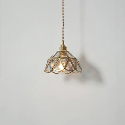 Elegant Glass Flower LED Pendant Light With Brass Finish