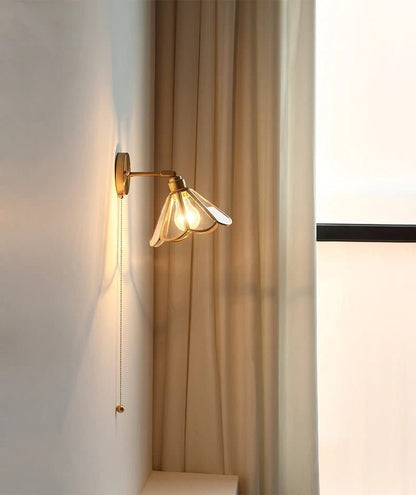 Classic Glass Floral Wall Lamp With LED Bulb - VogeLuxe