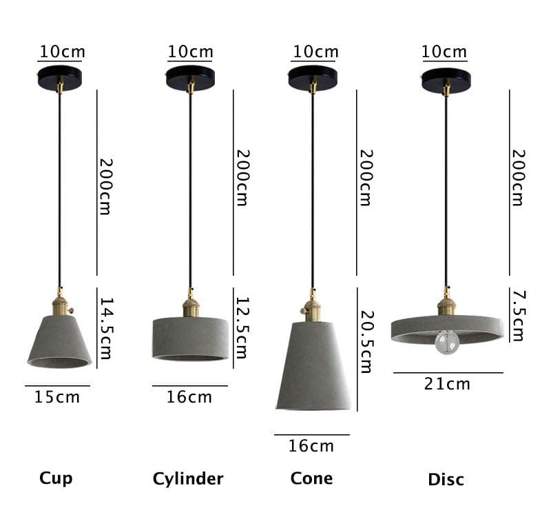 Unique Concrete Pendant Light with LED Bulb Included
