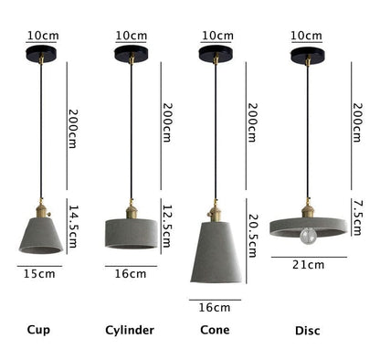 Unique Concrete Pendant Light with LED Bulb Included