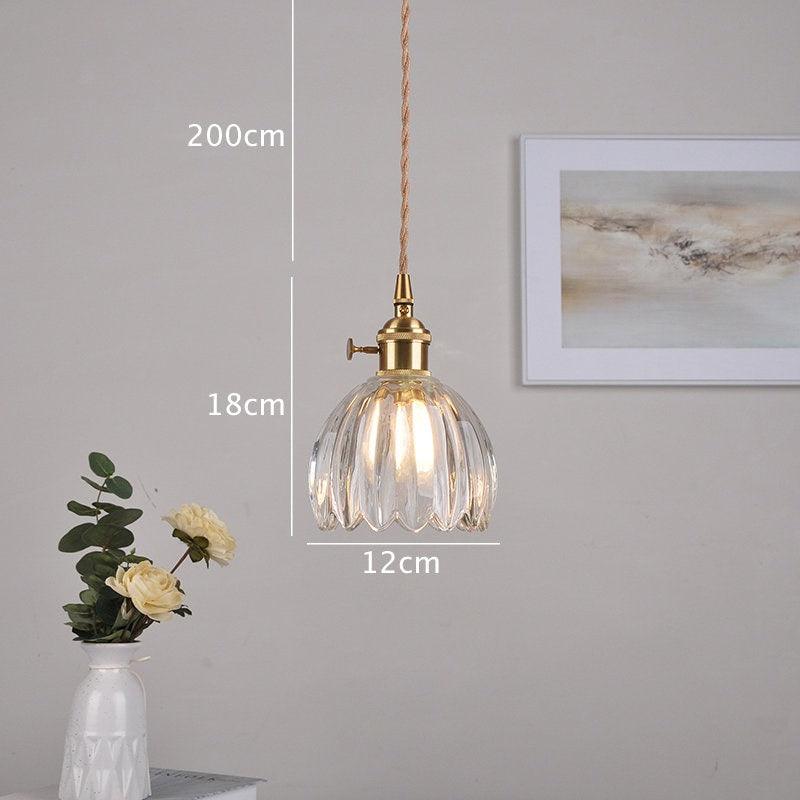 Small Glass Flower Pendant Light with LED Bulb
