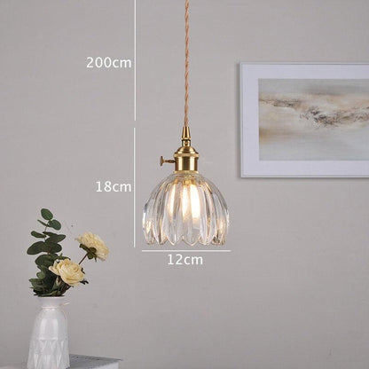 Small Glass Flower Pendant Light with LED Bulb
