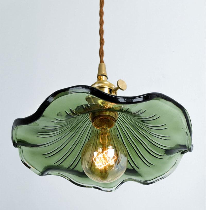 Elegant Glass Floral Pendant Lamp with LED Bulb