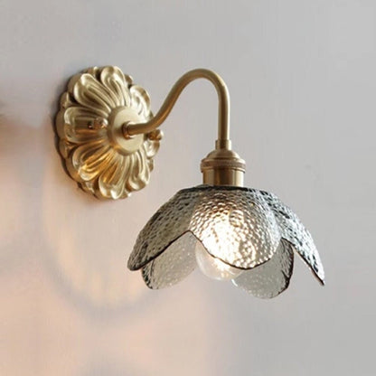Elegant Glass Wall Lamp Brushed Brass Sconce - VogeLuxe
