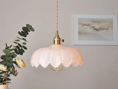 Elegant Glass Pendant Light with Bronze Metal Shade