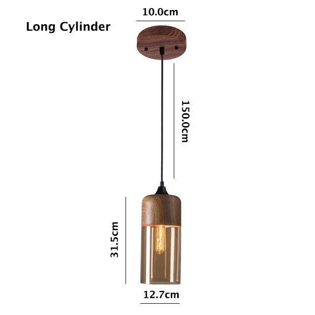 Rustic Metal LED Pendant Light with Wood Tone Shade