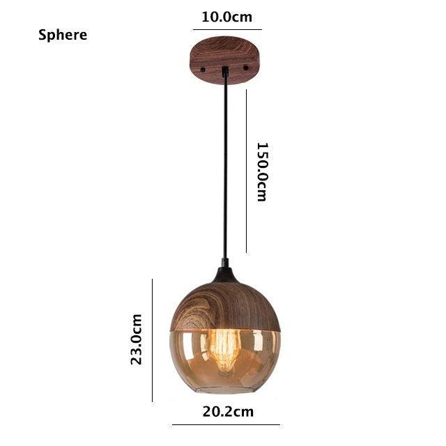 Rustic Metal LED Pendant Light with Wood Tone Shade