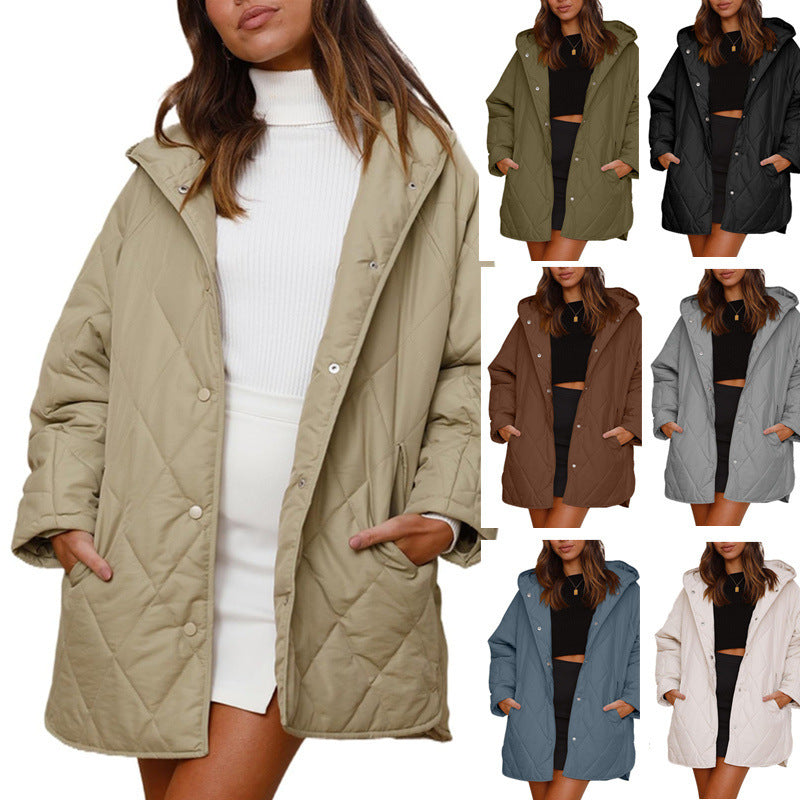VogeLuxe | Women’s Diamond Quilted Jacket with Buttons