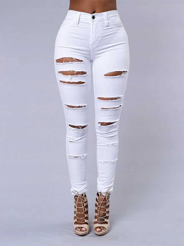 Slim Fit Distressed High Waist Women's Jeans