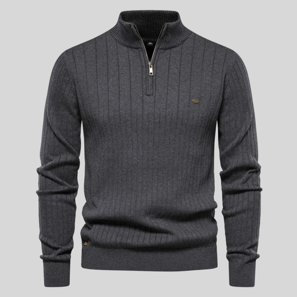 Warm Men's Quarter Zip Winter Sweater