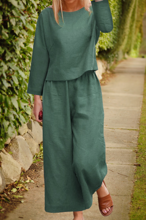 Ladies Comfortable Long Sleeve Pant Suit - VogeLuxe