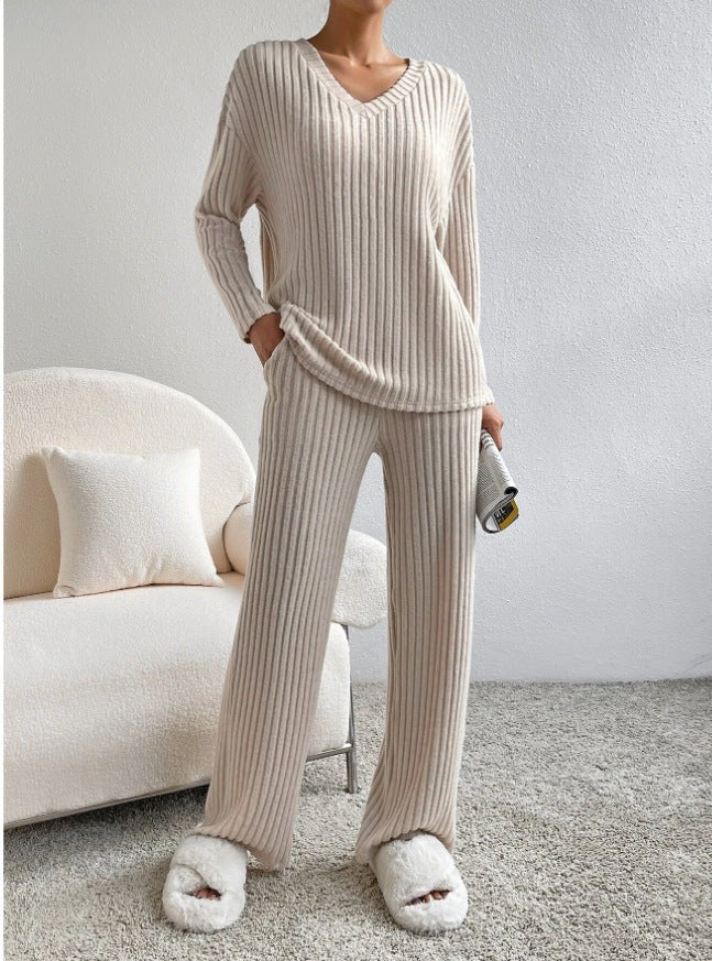 Soft V-neck Sweater and Leggings Set for Women