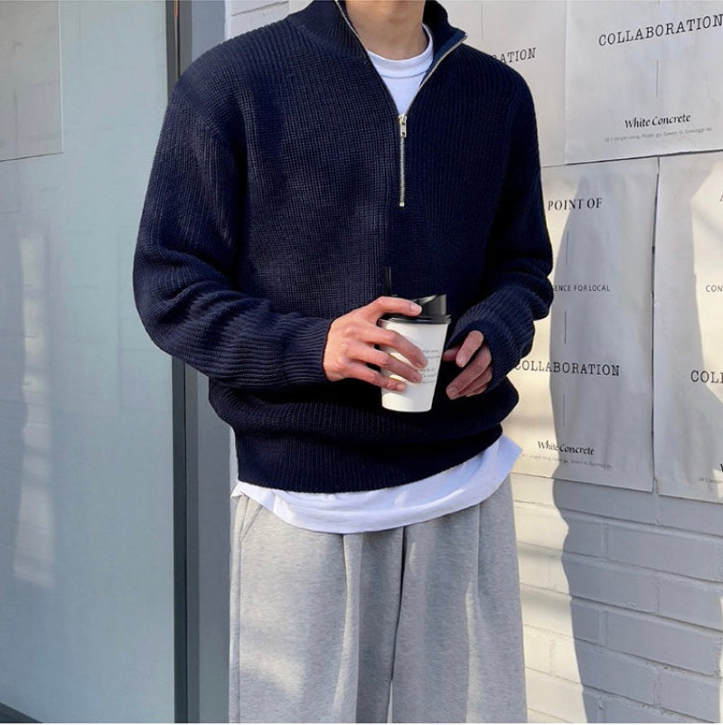 Cozy Mens Winter Quarter Zip Sweater - VogeLuxe