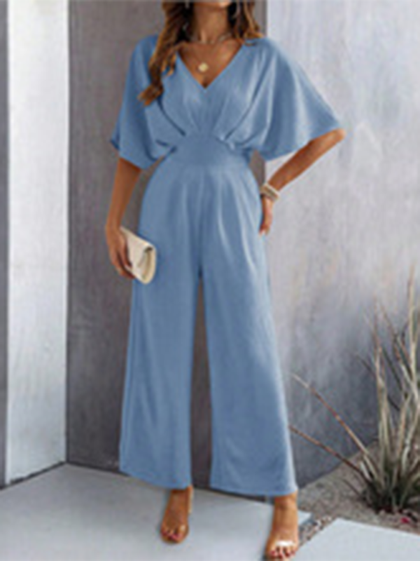 Relaxed Fit V-Neck Jumpsuit for Women - VogeLuxe