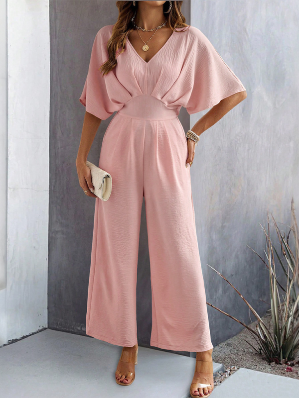 Relaxed Fit V-Neck Jumpsuit for Women