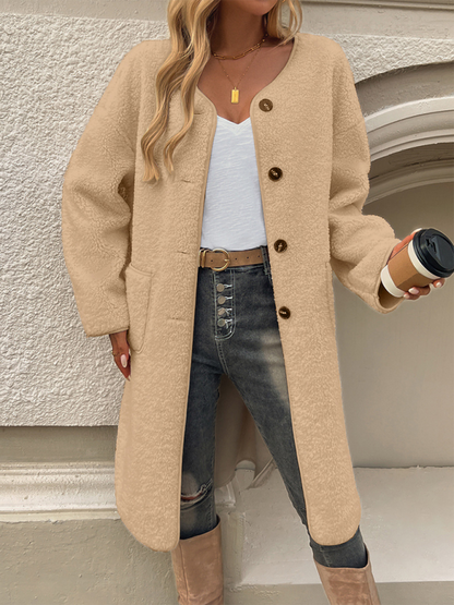 Warm Women's Winter Wool Coat Cardigan with Pockets
