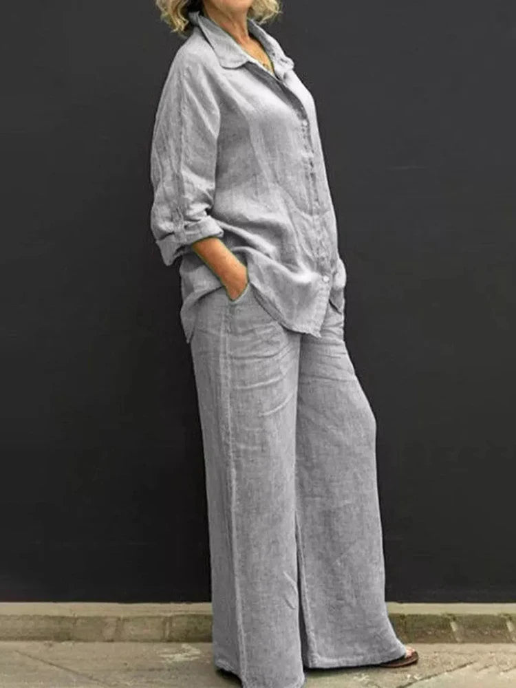 Comfy Women's Casual Long-Sleeve Top and Pants Set