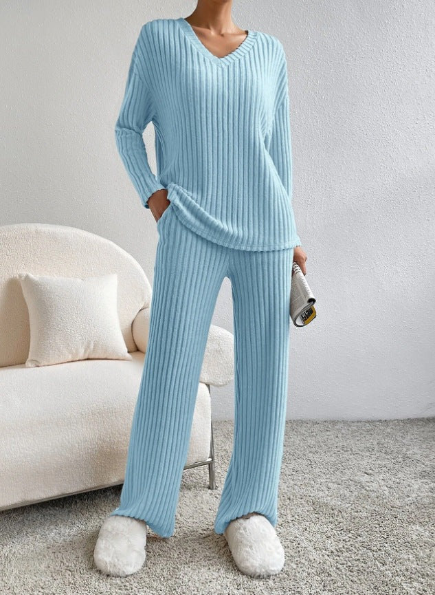 Soft V-neck Sweater and Leggings Set for Women