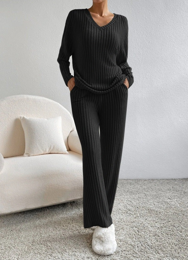 Soft V-neck Sweater and Leggings Set for Women - BritishElegance