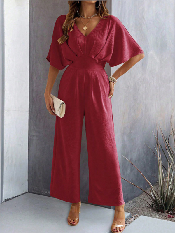 Relaxed Fit V-Neck Jumpsuit for Women