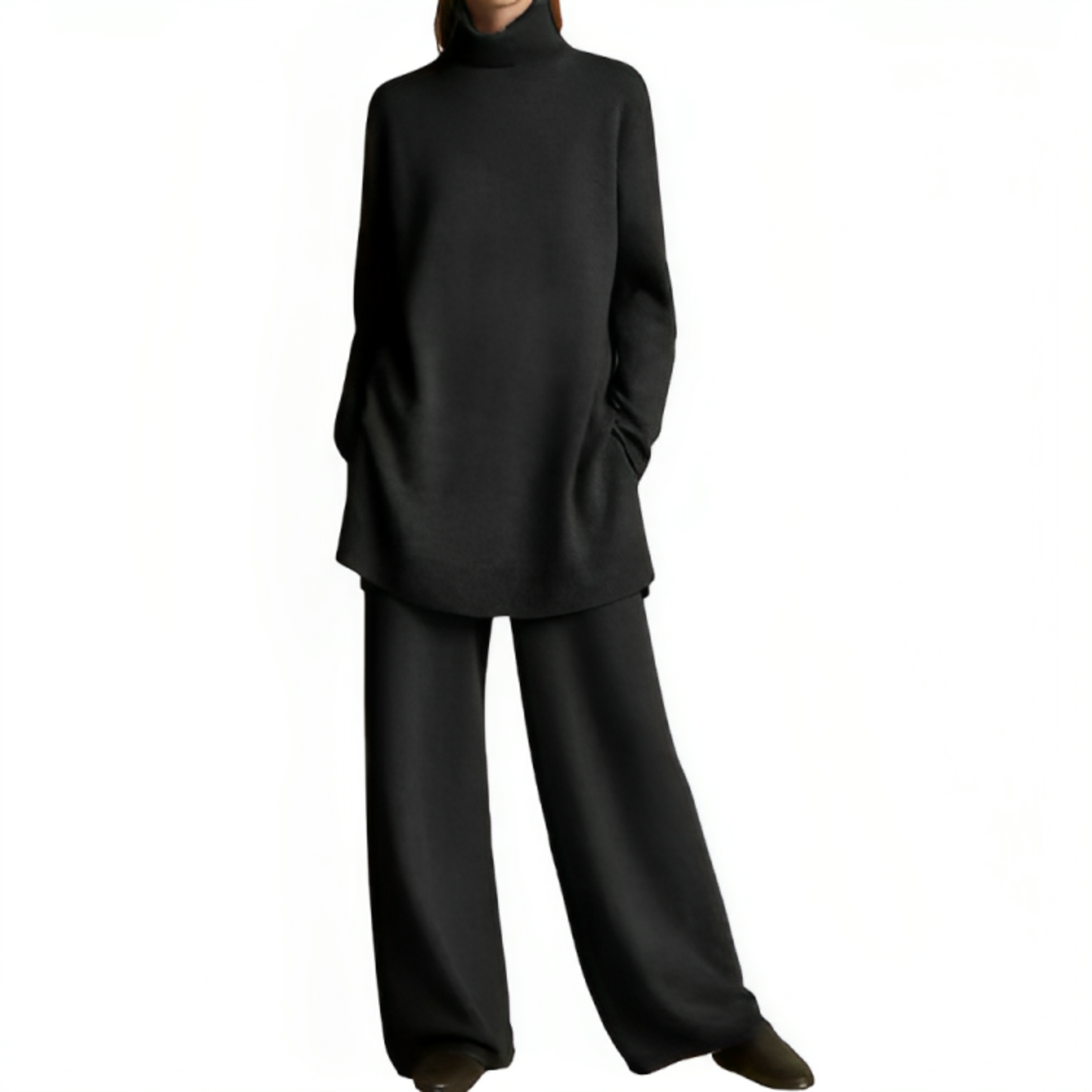Relaxed Fit Crew Neck Jumpsuit Set for Women