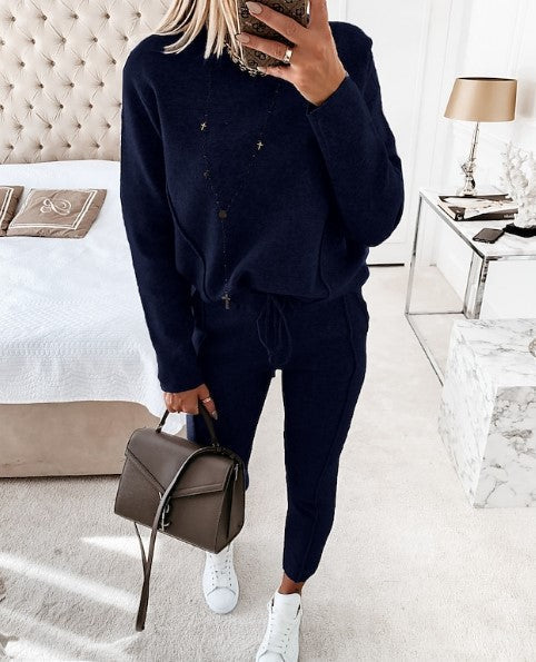 Women's Casual Knit Long Sleeve and Slim Fit Jogger Pants Set - VogeLuxe