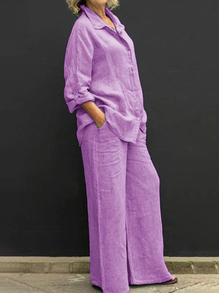 Comfy Women's Casual Long-Sleeve Top and Pants Set