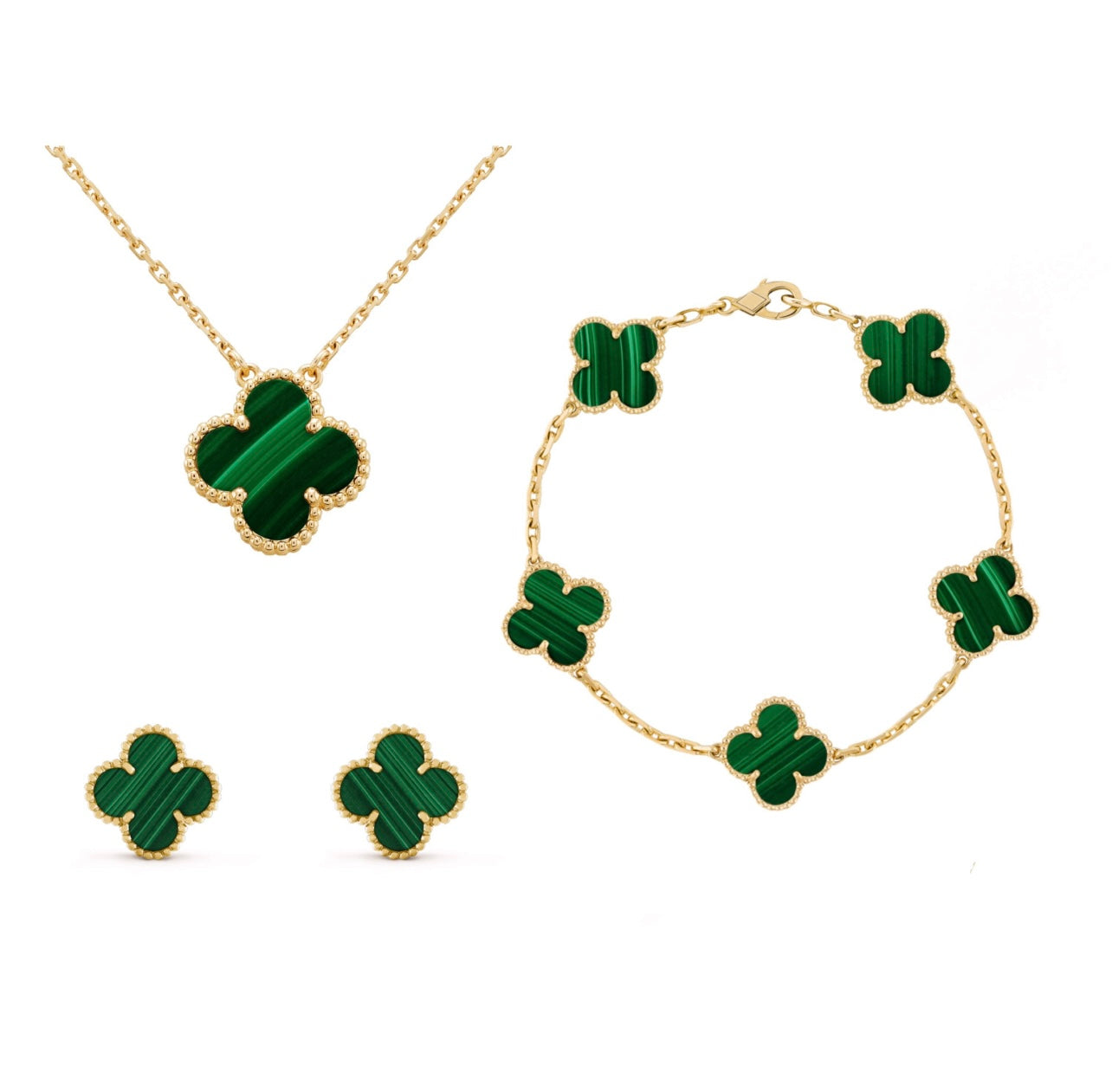 Hypoallergenic Flower Necklace Earrings and Adjustable Bracelet Set