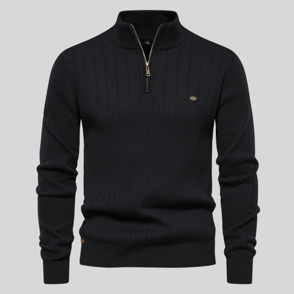 Warm Men's Quarter Zip Winter Sweater