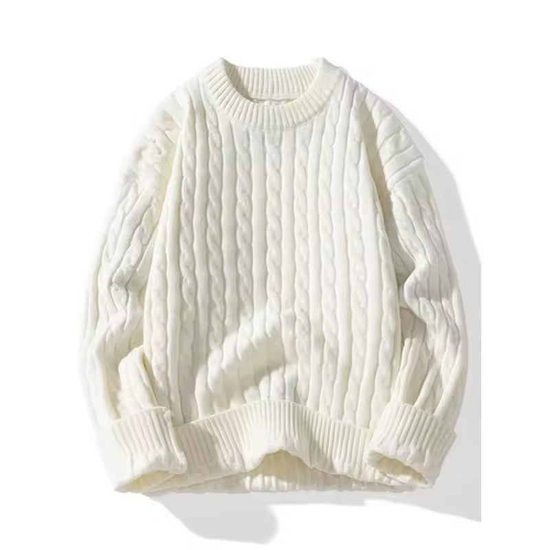 Soft Mens Cream Cable Knit Sweater - VogeLuxe