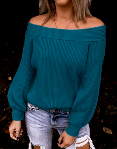 Ladies' Chic Navy Blue Oversized Sweater - BritishElegance