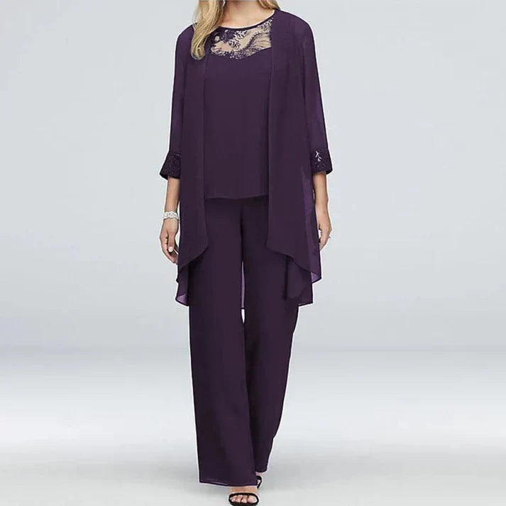 Relaxed Fit Floral Top and Wide Leg Pants Set