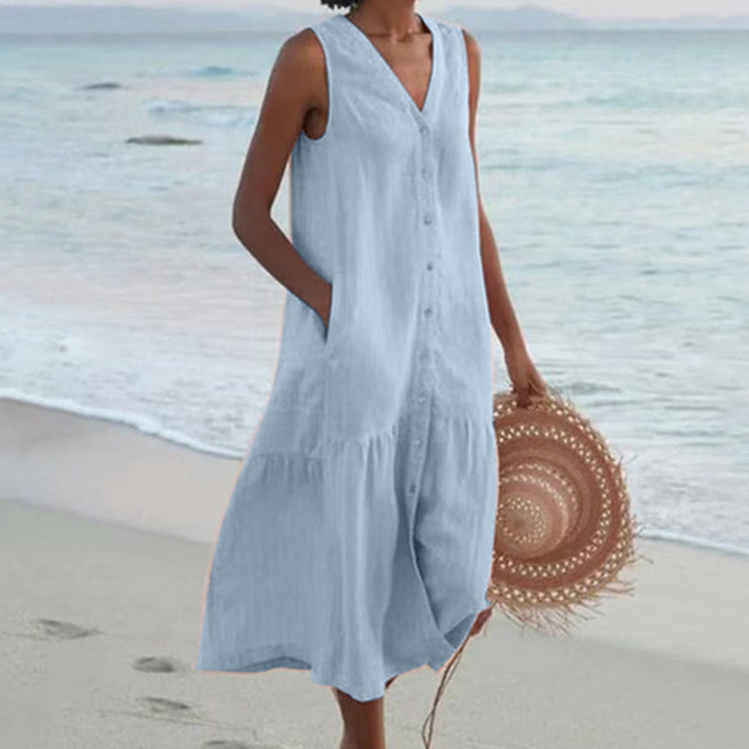 Lynne | Chic Cap Sleeveless Dress - VogeLuxe