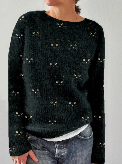Soft Cat Face Winter Sweater for Women