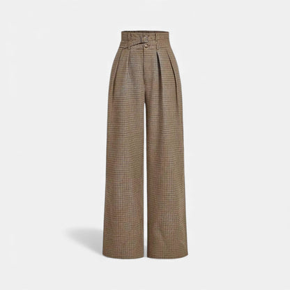 Classic Plaid High Waist Wide Leg Pants - VogeLuxe