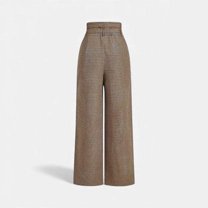 Classic Plaid High Waist Wide Leg Pants