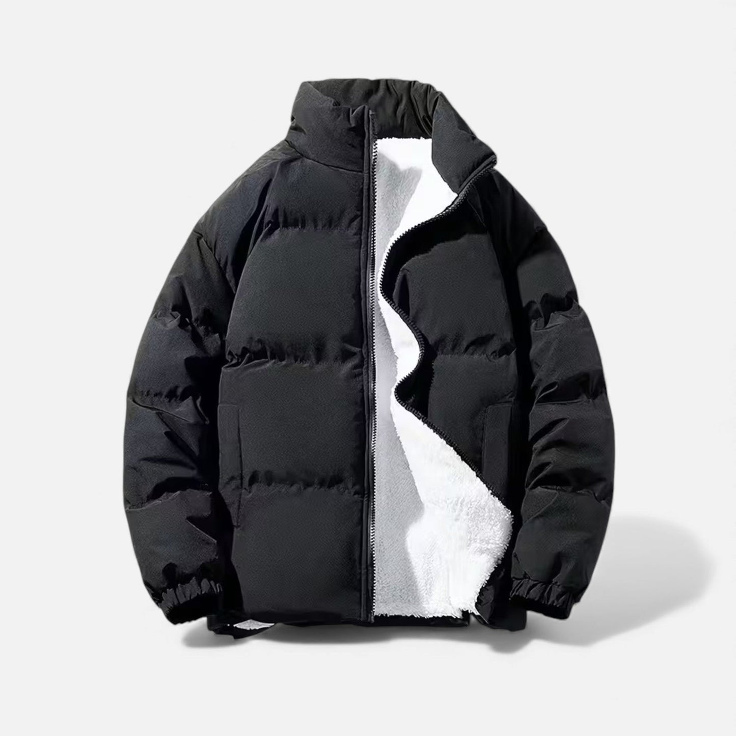 Warm Men's Wool Puffer Coat for Winter