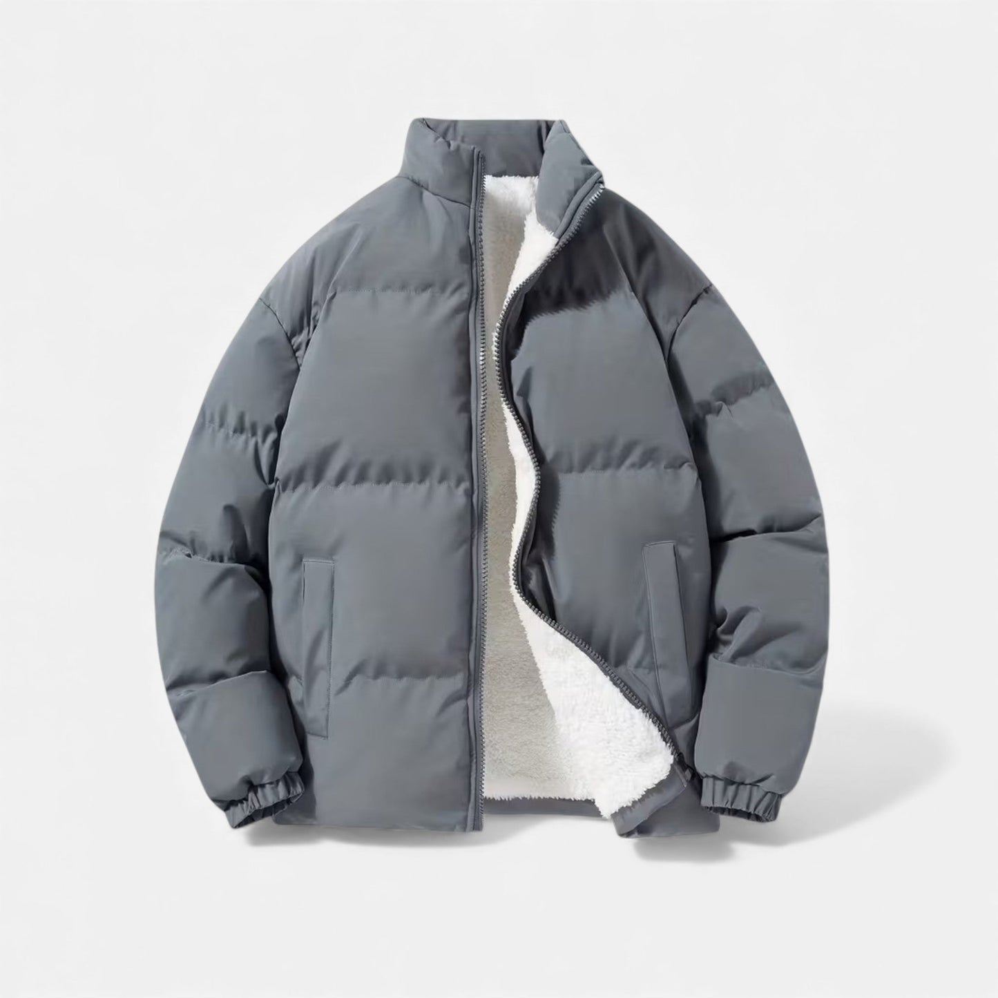 Warm Men's Wool Puffer Coat for Winter - VogeLuxe