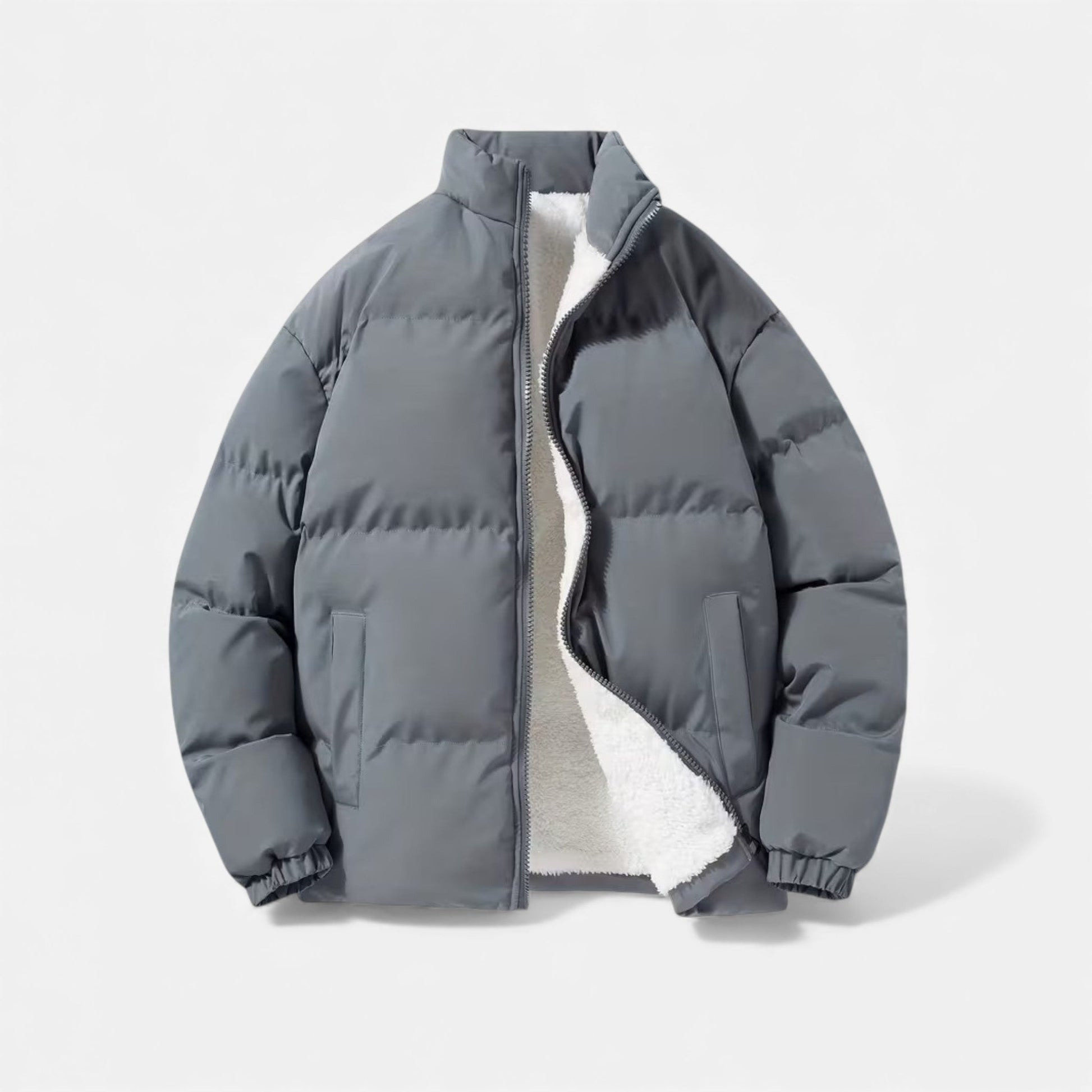 Warm Men's Wool Puffer Coat for Winter - VogeLuxe