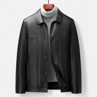 Men's Classic Faux Leather Polo Jacket