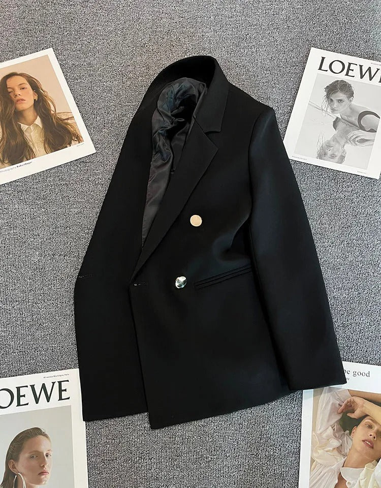 Relaxed Fit Women's Casual Button Blazer