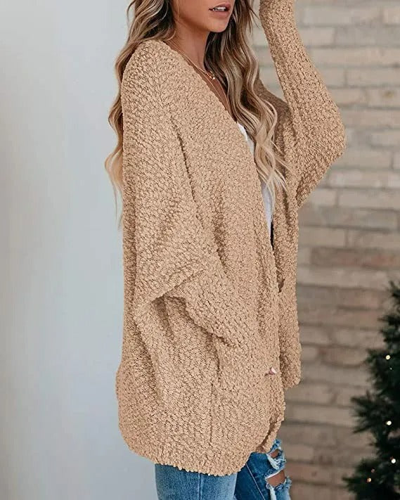 Ladies Classic Open Front Cardigan Sweater - BritishElegance