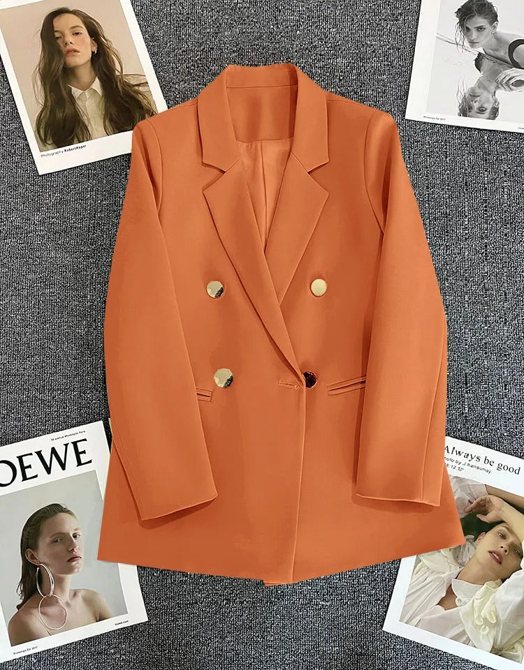Relaxed Fit Women's Casual Button Blazer