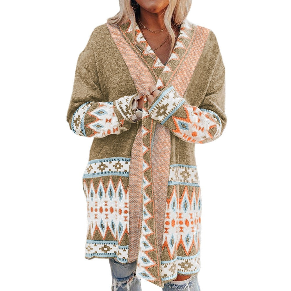 Comfy Geometric Wool Cardigan for Women