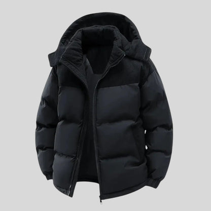 VogeLuxe | Men’s Two Tone Corduroy Yoke Puffer Jacket