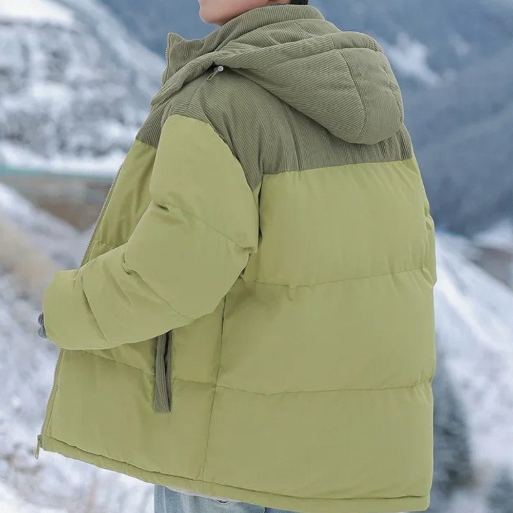 VogeLuxe | Men’s Two Tone Corduroy Yoke Puffer Jacket