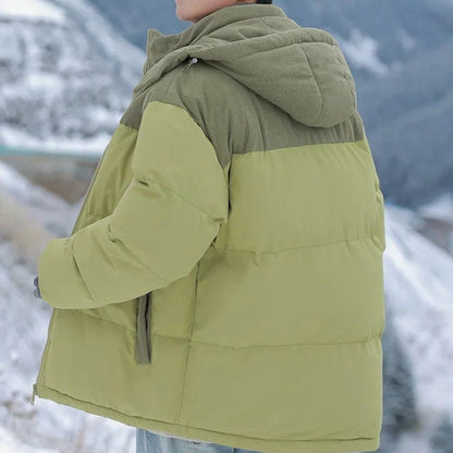 VogeLuxe | Men’s Two Tone Corduroy Yoke Puffer Jacket