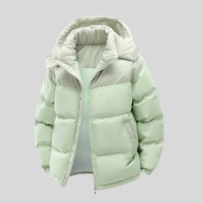 VogeLuxe | Men’s Two Tone Corduroy Yoke Puffer Jacket