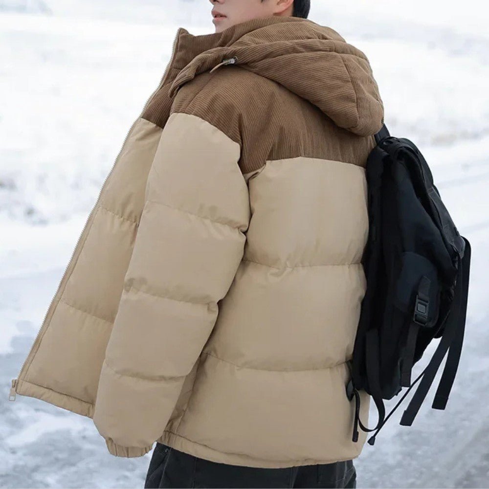 VogeLuxe | Men’s Two Tone Corduroy Yoke Puffer Jacket
