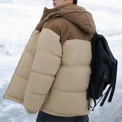 VogeLuxe | Men’s Two Tone Corduroy Yoke Puffer Jacket